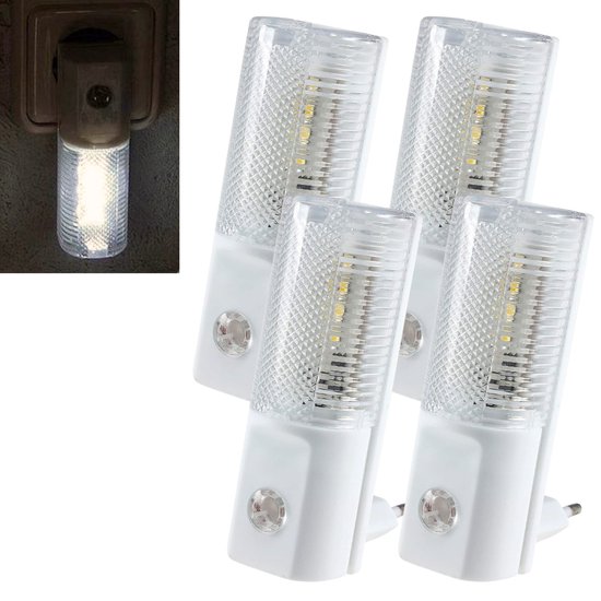 Q-Link LED Nachtlampje - 4 Stuks - Lichtsensor - Stopcontact Sensorlampje - Wit LED Licht - Dag en Nacht Sensor - Kinderen en Volwassenen