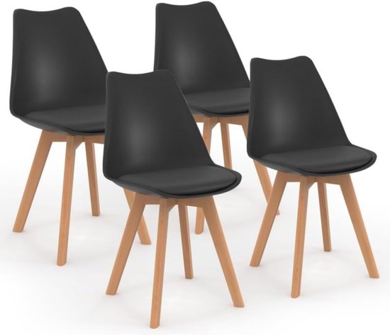 Set van 4 Scandinavische stoelen SARA zwart voor eetkamer