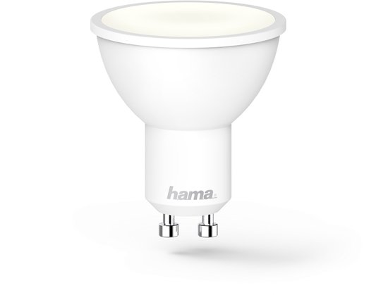Hama Wi-Fi Smart LED Lamp GU10 - 5,5W - Dimbare LED gloeilamp - 400lm - 2700K / 6500K Kleurtemperatuur - Hama Smart Solution App en Spraakbesturing - Geschikt voor Apple Home, Alexa, Google Assistent - Wit