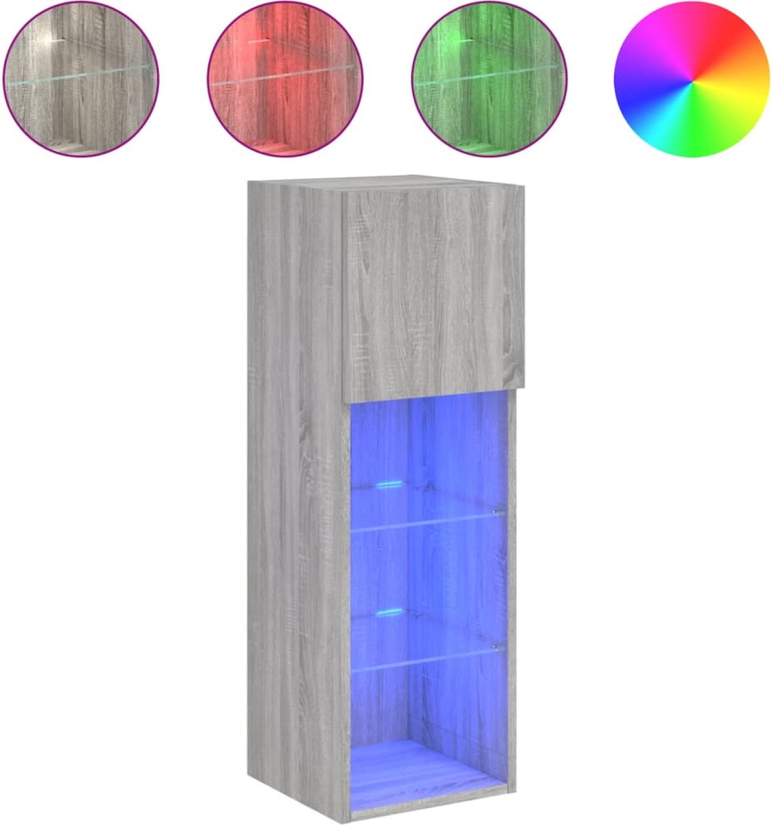 vidaXL - Tv-meubel - met - LED-verlichting - 30,5x30x90 - cm - grijs - sonoma - eiken
