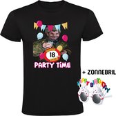 Party time 18 jaar Heren T-shirt + Happy birthday bril - feest - verjaardag - jarig - 18e verjaardag - grappig