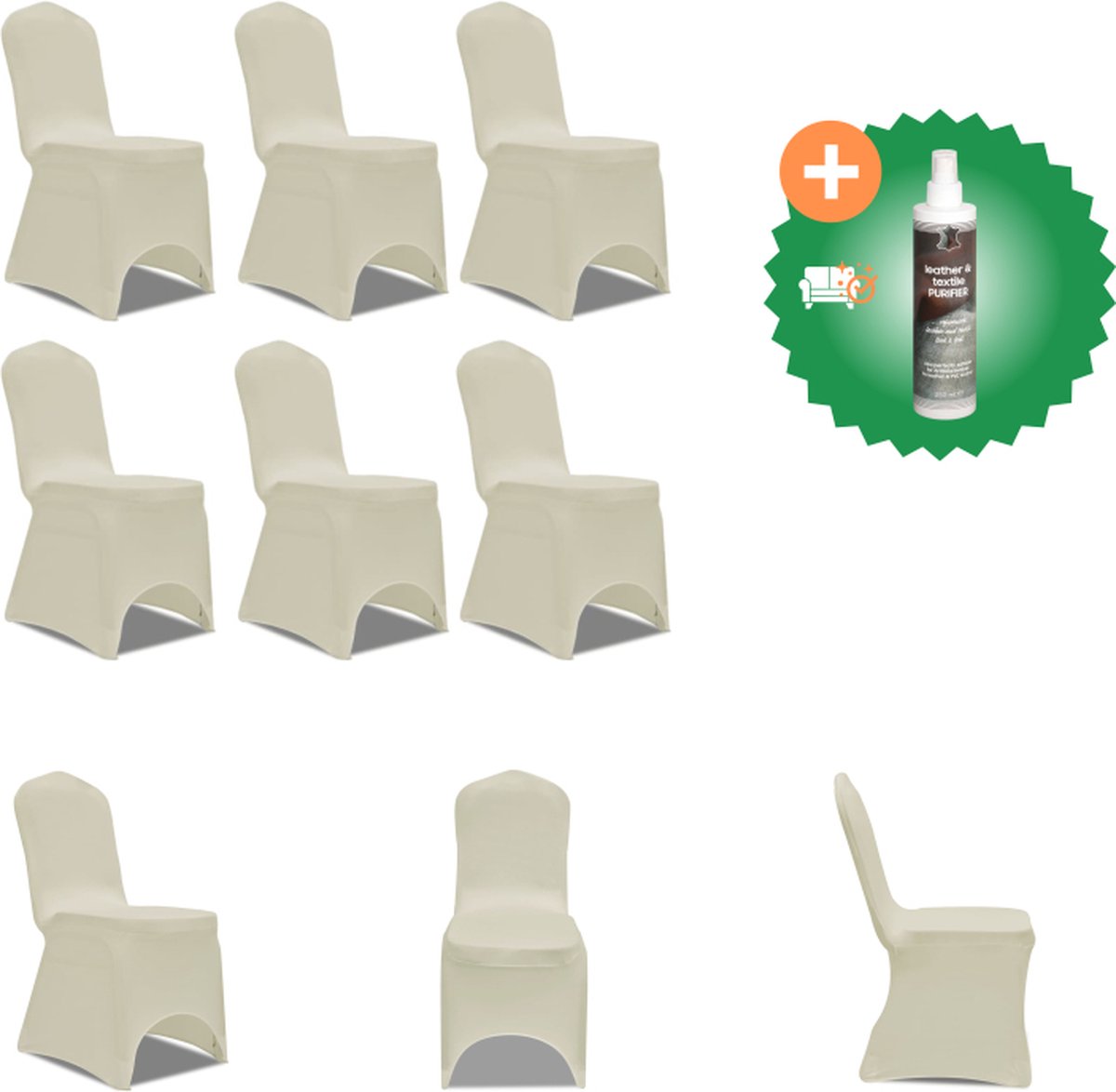 VidaXL Stoelhoes Stretch Crème (6 stuks) Tuinmeubelhoes Inclusief Reiniger