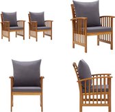 vidaXL Chaises de jardin 2 pcs avec coussins Bois d'acacia massif - Chaise de jardin - Chaises de jardin - Chaise d'extérieur - Chaises d'extérieur