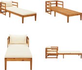 vidaXL Chaise longue avec coussins crème Bois d'acacia massif - Chaise longue - Chaises longues - Chaise longue - Chaises longues