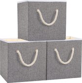 Opbergdoos, opvouwbare opbergdozen zonder deksel, open plank voor slaapkamer, woonkamer, kinderkamer, badkamer - 33 x 33 x 33 cm (grijs, 3 stuks)