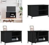 vidaXL Tv-meubel 80x40x50 cm bewerkt hout zwart - Tv-meubel - Tv-meubels - Kast - Dressoir