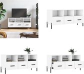 vidaXL Tv-meubel 102x36x50 cm bewerkt hout wit - Tv-meubel - Tv-meubelen - Tv Kast - Opbergkast