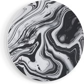 Artaza Forex Muurcirkel Abstracte Kunst - Zwart met Wit - 70x70 cm - Wandcirkel - Rond Schilderij - Wanddecoratie Cirkel - Muurdecoratie