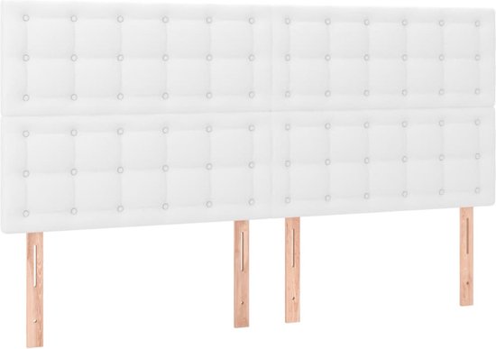 vidaXL Cadre de lit avec tête de lit Simili cuir Blanc 200x200 cm - Cadre de lit avec tête de lit - Encadrements de lit avec têtes de lit - Cadre de lit - Lit