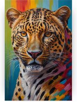 Léopard coloré - Peintures sur toile modernes - Décoration murale murale léopard - Peintures Classique - Peinture sur toile - Accessoires de maison - 50 x 70 cm 18mm