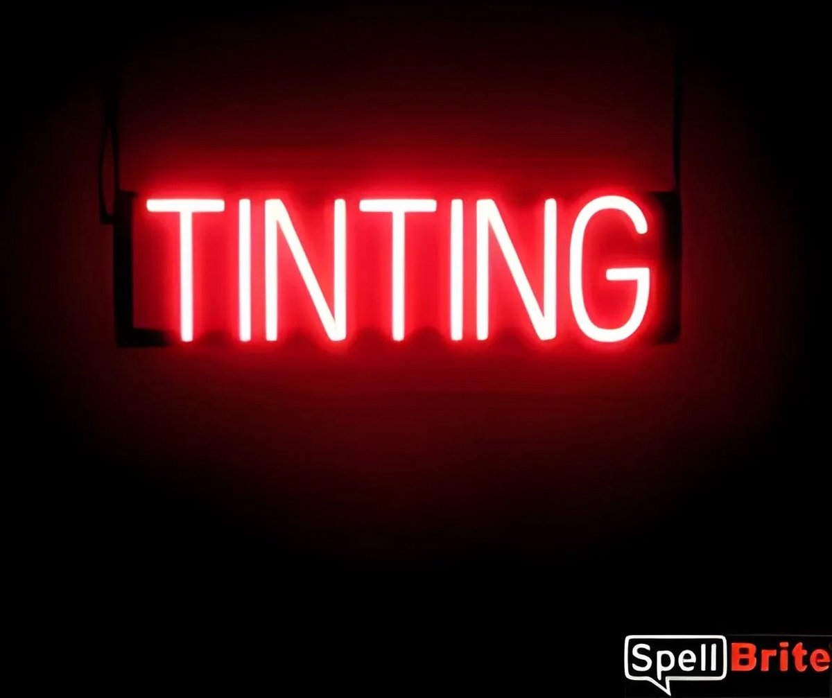 TINTING - Lichtreclame Neon LED bord verlicht | SpellBrite | 58 x 16 cm | 6 Dimstanden - 8 Lichtanimaties | Reclamebord neon verlichting