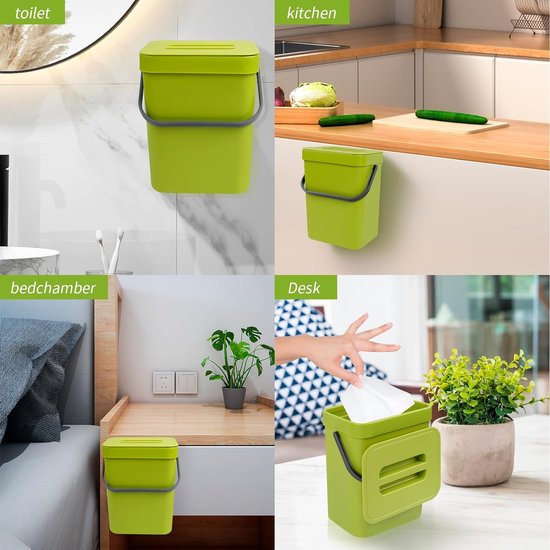 Poubelle de cuisine, petite poubelle bio de 3 l, avec couvercle, poubelle à couches, anti-odeur