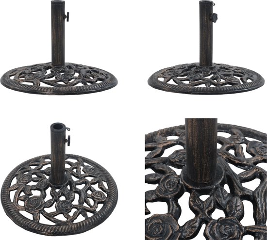 vidaXL Parasolvoet 12 kg 48 cm gietijzer bronskleurig - Parasolvoet - Parasolvoeten - Parasol Voet - Parasol Voet