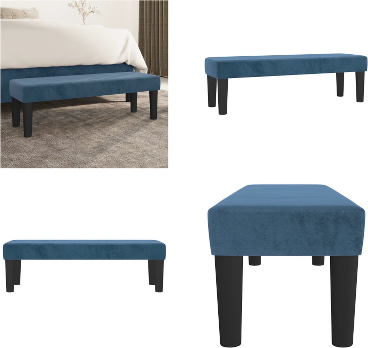 VidaXL Bankje 100x30x30 cm fluweel donkerblauw Bankje Bankjes Bank Zitbank