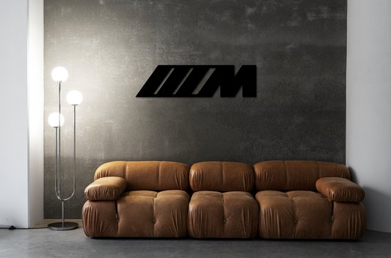 BMW M serie - Logo - Metaalkunst - Zwart - 60 x 16 cm - Auto Decoratie - Muur Decoratie- Man Cave - Cadeau voor man- Inclusief ophangsysteem