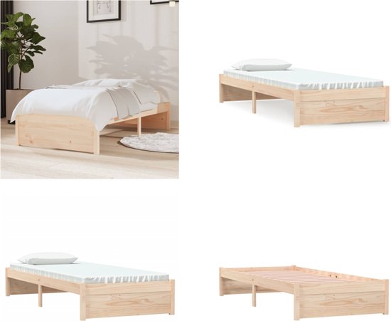 vidaXL Bedframe massief hout 75x190 cm 2FT6 Small Single - Bedframe - Bedframes - Bed - Bedbodem