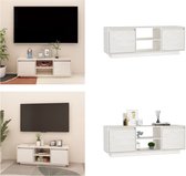 vidaXL Tv-meubel 110x30x40 cm massief grenenhout wit - Tv-meubel - Tv-meubels - Tv-kast - Tv-kasten