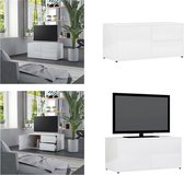 vidaXL Tv-meubel 80x34x36 cm spaanplaat hoogglans wit - Tv-meubel - Tv-meubels - Tv-meubelen - Tv-meubilair