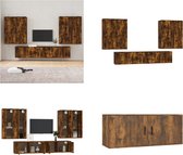 vidaXL 6-delige Tv-meubelset bewerkt hout gerookt eikenkleurig - Tv-kast - Tv-kasten - Tv-meubel - Hifi-meubel