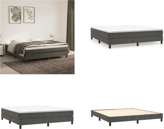 vidaXL Boxspringframe fluweel donkergrijs 180x200 cm - Boxspring Bed Frame - Boxspring Bed Frames - Bed - Slaapkamer Meubels