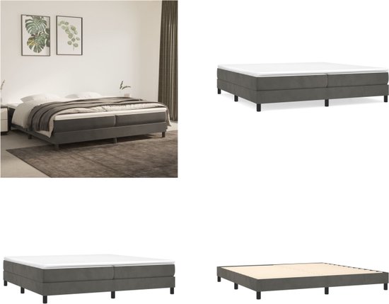 vidaXL Boxspringframe fluweel donkergrijs 200x200 cm - Boxspring Bed Frame - Boxspring Bed Frames - Bed - Slaapkamer Meubels