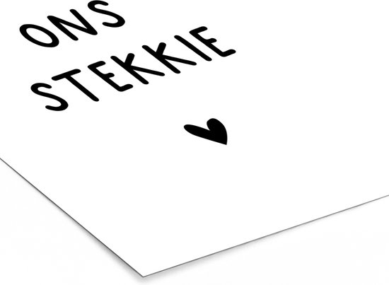 Affiche avec cadre Citation hollandaise : 'Ons spotkie' avec coeur noir sur fond blanc - 20x30 cm