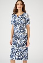 Damart - Gebloemde jurk in gewafeld stretchtricot - Vrouwen - Blauw - 38