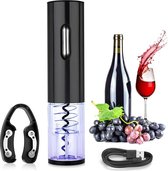 Tire-bouchon électrique - Tire-bouchon à Vin - Accessoires pour le vin - Ouvre-bouteille - Avec coupe-capsule - Rechargeable - Zwart - Astuce cadeau parfaite !