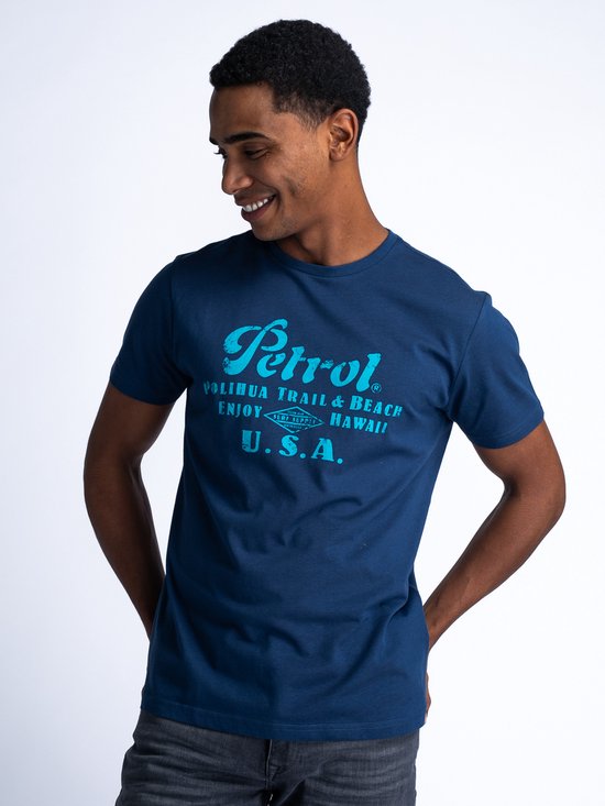 Petrol Industries - T-shirt pour hommes avec illustration Sandcastle - Blauw - Taille XXXL