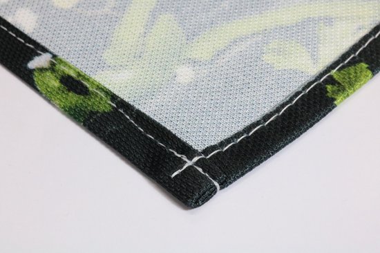 BWK Textiele Placemat - Goud met Groene Getekende Bladeren - Set van 6 Placemats - 45x30 cm - Polyester Stof - Afneembaar