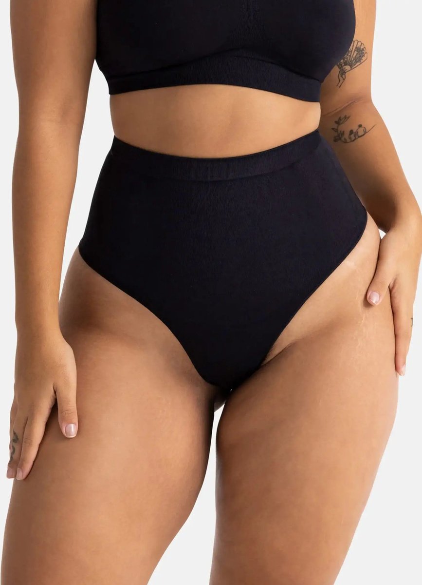 Dorina Corrigerende String - Corrigerend Ondergoed - High Waist - Absolute Sculpt - Ultrazacht - L - Zwart