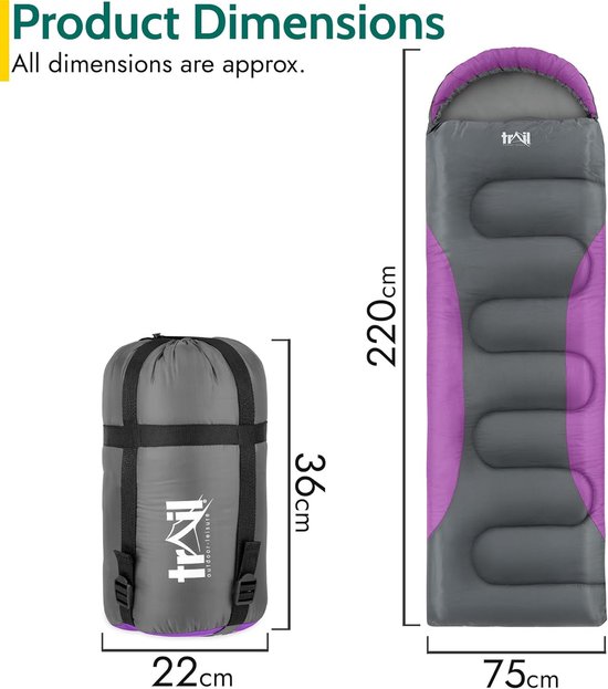 Slaapzak met nauwsluitende capuchon, enkele slaapzak voor volwassenen, 3 seizoenen, waterdicht, licht, comfortabel, robuust, met compacte zak, outdoor, camping, 190 cm x 75 cm van Merkloos — afbeelding 5