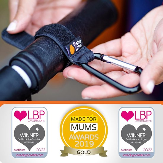 Stroller Hooks by Baby Uma - Three times awarded: MadeForMums and LovedbyParents Awards - Bag Hook for your Shopping Bags - Hook Your Handbag to Your Stroller or Buggy - Black, 2 Pieces - Baby Uma