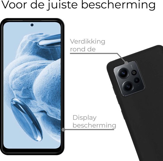Coque pour Xiaomi Redmi Note 12 5G - Coque en Siliconen avec film protecteur d'écran - Coque pour Xiaomi Redmi Note 12 5G - Zwart