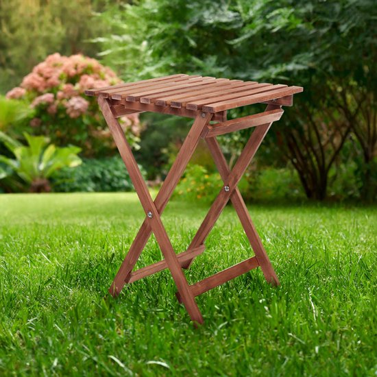 COSTWAY Gartentisch wetterfest, runder Holztisch, Beistelltisch aus Eukalyptusholz, Balkontisch, Bistrotisch für Garten, Balkon, Terrasse, 70 x 70 x 76 cm