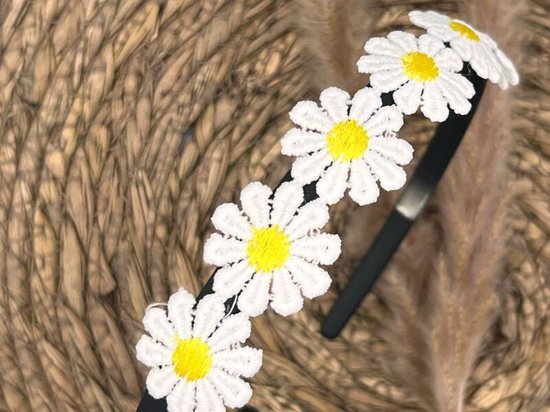 Diadeem - haarband - madeliefjes geel -bloemen - bloemetjes