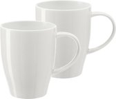 Bellatio Design Koffie mokken/bekers Paris - 2x - porselein - met oor - ivoor wit - 350 ml