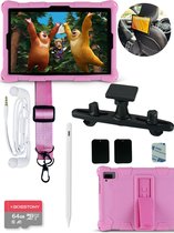 Bosstony® Kindertablet vanaf 3 jaar - Ouderlijk Toezicht - Auto bundel - Incl 2x Screenprotector - Full HD Scherm - Kindertablet 10 inch - 6 GB Ram - 2.0GHz processor - 128Gb geheugen - Tablet Kinderen - Roze