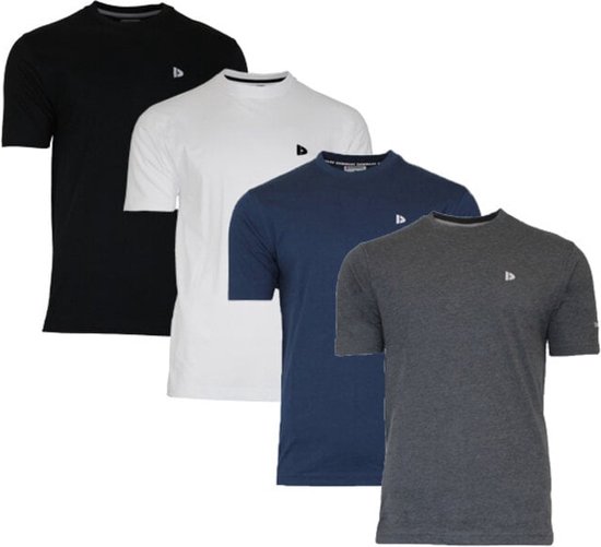 4-Pack Donnay - T-shirt (Vince) - Sportshirt - Heren - Black/White/Navy/Charcoal (600) - maat 3XL