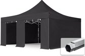 Tente de fête Easy Up 5x5 m Pavillon pliant PVC ignifuge avec parois latérales, PROFESSIONAL alu 50mm, noir