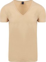 Suitable - Vitaru T-Shirt Diepe V-Hals Beige 2-Pack - Heren - Maat M - Slim-fit