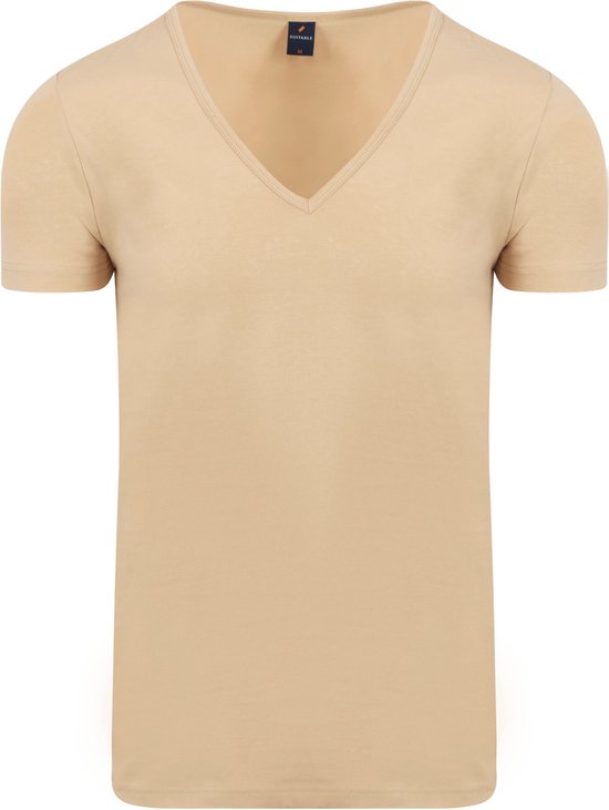 Suitable - Vitaru T-Shirt Diepe V-Hals Beige 2-Pack - Heren - Maat M - Slim-fit