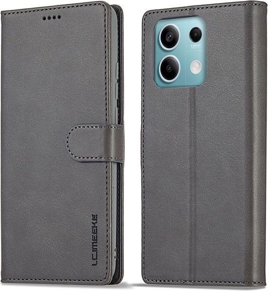 LC.IMEEKE Luxe Book Case - Geschikt voor Xiaomi Redmi Note 13 Pro 5G / Poco X6 Hoesje - Grijs