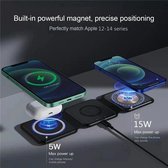 BAIKTECH 3-in-1 vouwbare oplader dock voor MagSafe - Draadloos - Apple iPhone 12/13/14 MINI/MAX/PRO Airpods iWatch 15W - Reis Oplaadstation - Zwart