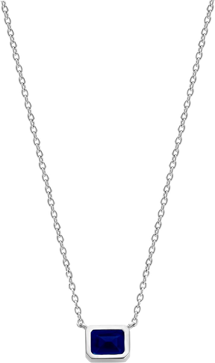 TI SENTO Dames Ketting - 925 zilver - Blauw - Maat 42 - 3998BY