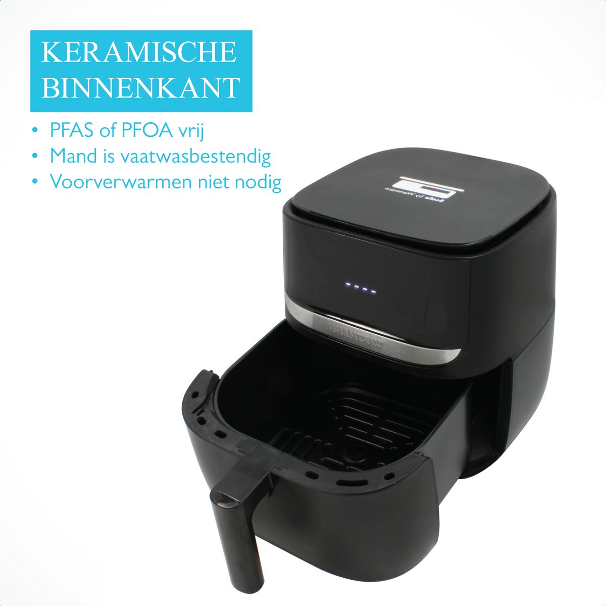 Afbeelding 2 van Wartmann WM 2203AF, Keramische Airfryer / heteluchtfriteuse, 5,7 liter, weegschaalfunctie, PFAS-vrij, zwart
