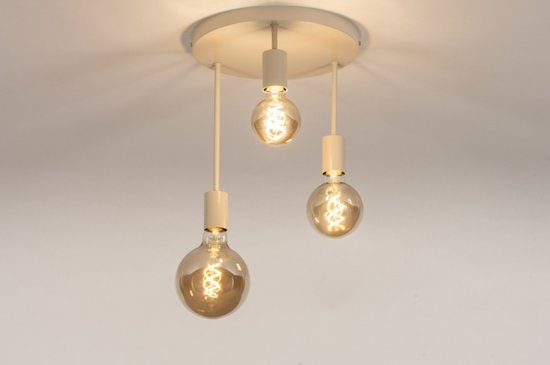 Lumidora Plafondlamp 74549 - Plafonniere - LINCOLN - 3 Lichts - E27 - Beige - Zand - Metaal - ⌀ 28 cm