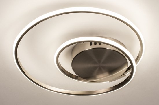Lumidora Plafondlamp 73536 - Plafonniere - OPHELIA - Ingebouwd LED - 18.0 Watt - 1350 Lumen - 2700 Kelvin - Staalgrijs - Metaal - Met dimmer - ⌀ 35.5 cm
