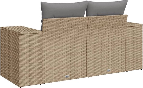 vidaXL-Tuinbank-2-zits-met-kussens-poly-rattan-beige
