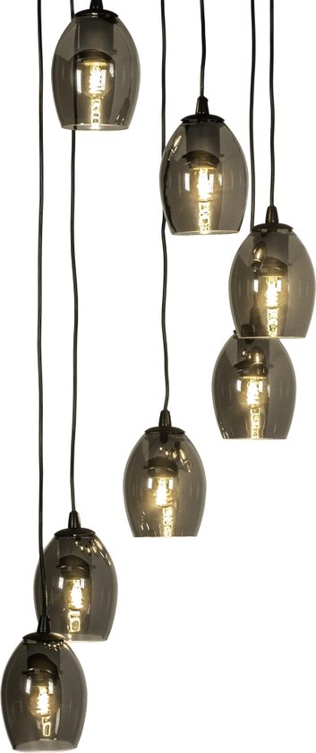 Lumidora Hanglamp 74723 - BLAKELY - 7 Lichts - E27 - Zwart - Grijs - Metaal - ⌀ 47 cm
